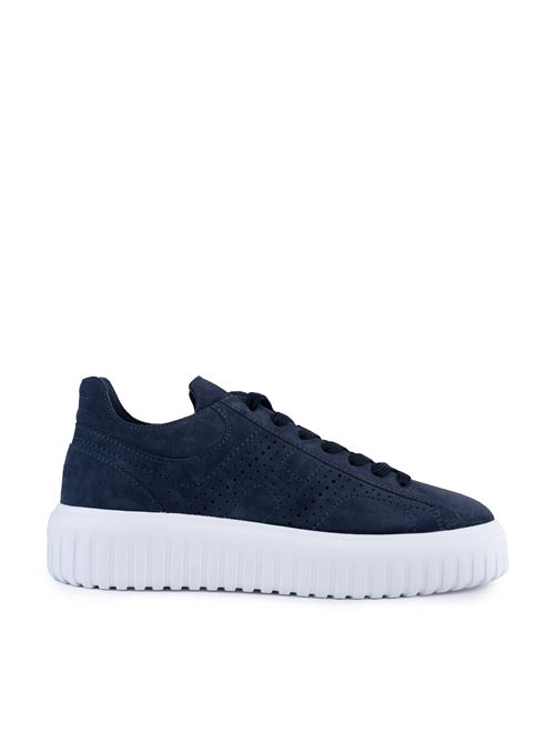 Sneakers H-Stripes in pelle scamosciata Blu HOGAN | HXM6450FJ50 I9SU801